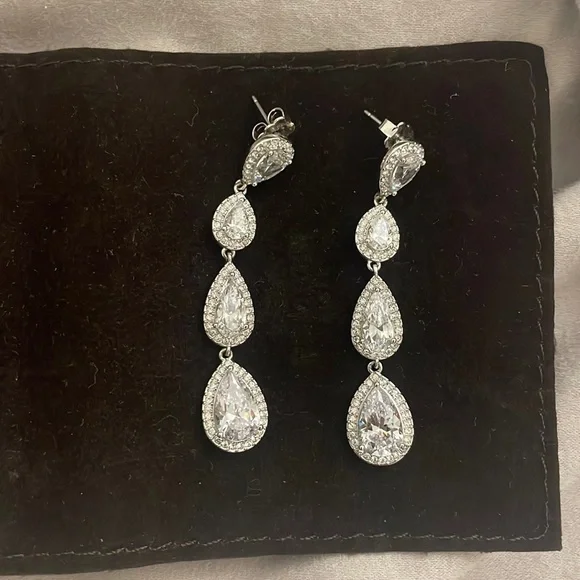 sterling silver drop earrings - Picture 1 of 2